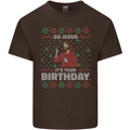 Go Jesus It's Your Birthday Funny Christmas Mens Cotton T-Shirt Tee Top Dark Chocolate
