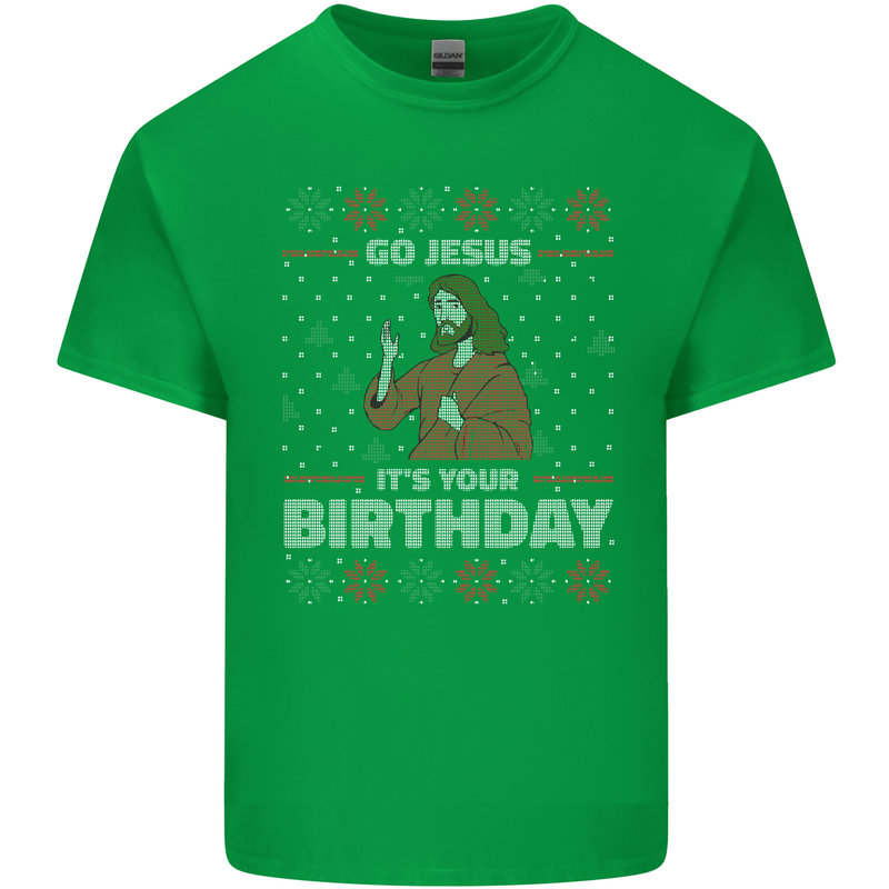 Go Jesus It's Your Birthday Funny Christmas Mens Cotton T-Shirt Tee Top Irish Green