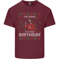 Go Jesus It's Your Birthday Funny Christmas Mens Cotton T-Shirt Tee Top Maroon