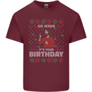 Go Jesus It's Your Birthday Funny Christmas Mens Cotton T-Shirt Tee Top Maroon