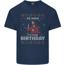 Go Jesus It's Your Birthday Funny Christmas Mens Cotton T-Shirt Tee Top Navy Blue