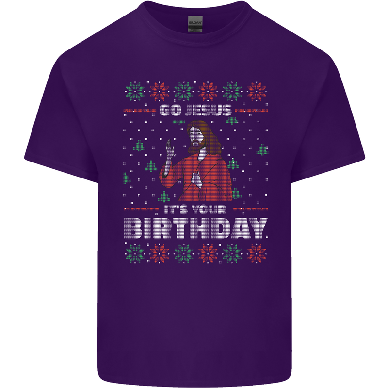 Go Jesus It's Your Birthday Funny Christmas Mens Cotton T-Shirt Tee Top Purple