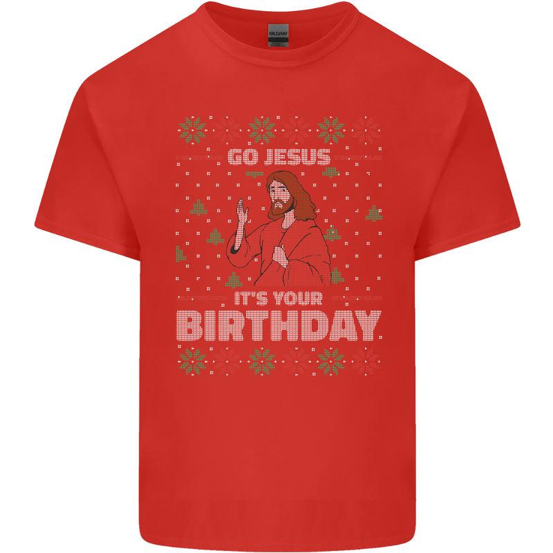 Go Jesus It's Your Birthday Funny Christmas Mens Cotton T-Shirt Tee Top Red
