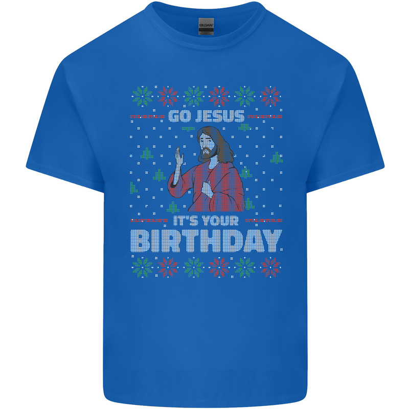 Go Jesus It's Your Birthday Funny Christmas Mens Cotton T-Shirt Tee Top Royal Blue