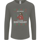 Go Jesus It's Your Birthday Funny Christmas Mens Long Sleeve T-Shirt Charcoal