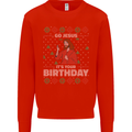 Go Jesus It's Your Birthday Funny Christmas Mens Sweatshirt Jumper Bright Red