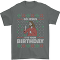 Go Jesus It's Your Birthday Funny Christmas Mens T-Shirt Cotton Gildan Charcoal