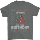 Go Jesus It's Your Birthday Funny Christmas Mens T-Shirt Cotton Gildan Charcoal