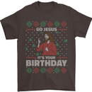 Go Jesus It's Your Birthday Funny Christmas Mens T-Shirt Cotton Gildan Dark Chocolate
