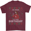 Go Jesus It's Your Birthday Funny Christmas Mens T-Shirt Cotton Gildan Maroon