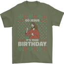 Go Jesus It's Your Birthday Funny Christmas Mens T-Shirt Cotton Gildan Military Green
