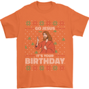 Go Jesus It's Your Birthday Funny Christmas Mens T-Shirt Cotton Gildan Orange