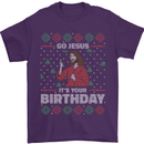 Go Jesus It's Your Birthday Funny Christmas Mens T-Shirt Cotton Gildan Purple