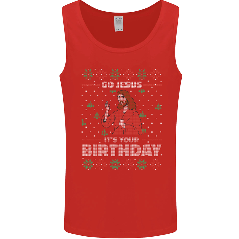 Go Jesus It's Your Birthday Funny Christmas Mens Vest Tank Top Red