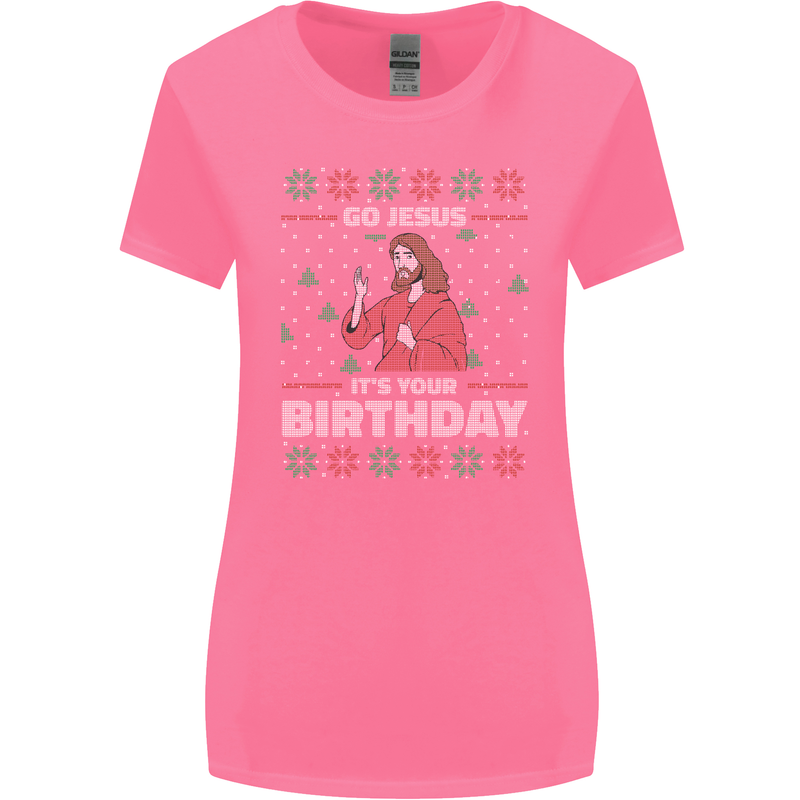 Go Jesus It's Your Birthday Funny Christmas Womens Wider Cut T-Shirt Azalea