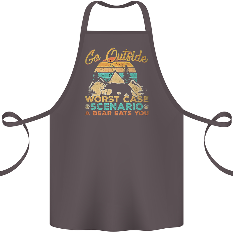 Go Outside Funny Camping Hiking Trekking Cotton Apron 100% Organic Dark Grey