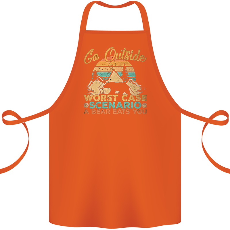 Go Outside Funny Camping Hiking Trekking Cotton Apron 100% Organic Orange
