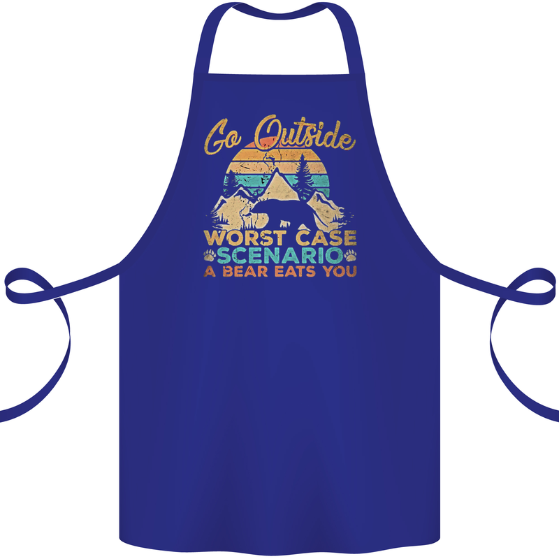 Go Outside Funny Camping Hiking Trekking Cotton Apron 100% Organic Royal Blue