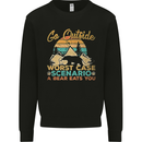 Go Outside Funny Camping Hiking Trekking Kids Sweatshirt Jumper Black