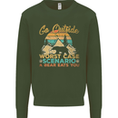 Go Outside Funny Camping Hiking Trekking Kids Sweatshirt Jumper Forest Green