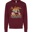 Go Outside Funny Camping Hiking Trekking Kids Sweatshirt Jumper Maroon