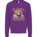 Go Outside Funny Camping Hiking Trekking Kids Sweatshirt Jumper Purple