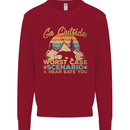 Go Outside Funny Camping Hiking Trekking Kids Sweatshirt Jumper Red