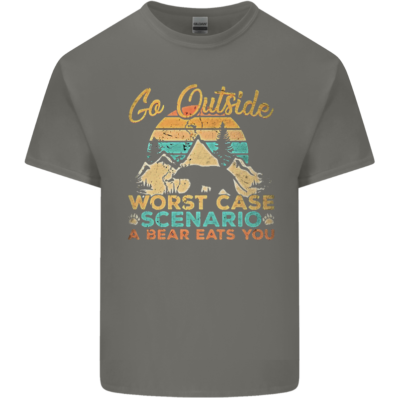 Go Outside Funny Camping Hiking Trekking Kids T-Shirt Childrens Charcoal