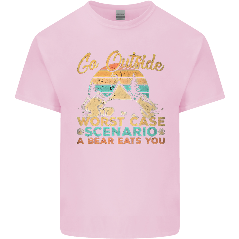Go Outside Funny Camping Hiking Trekking Kids T-Shirt Childrens Light Pink