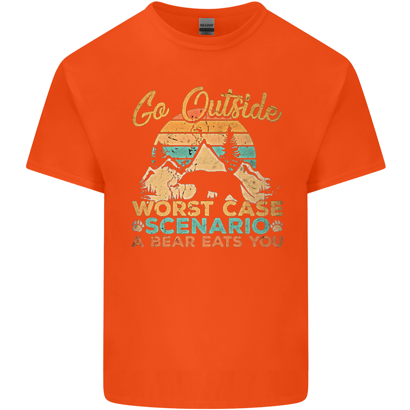 Go Outside Funny Camping Hiking Trekking Kids T-Shirt Childrens Orange