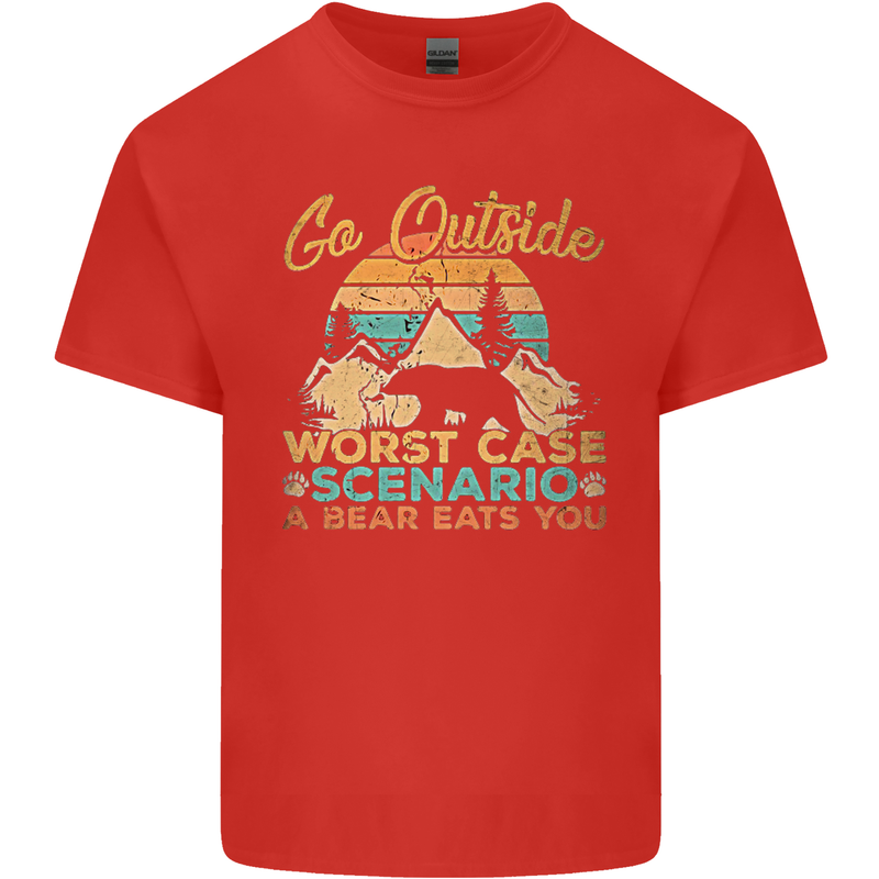 Go Outside Funny Camping Hiking Trekking Kids T-Shirt Childrens Red