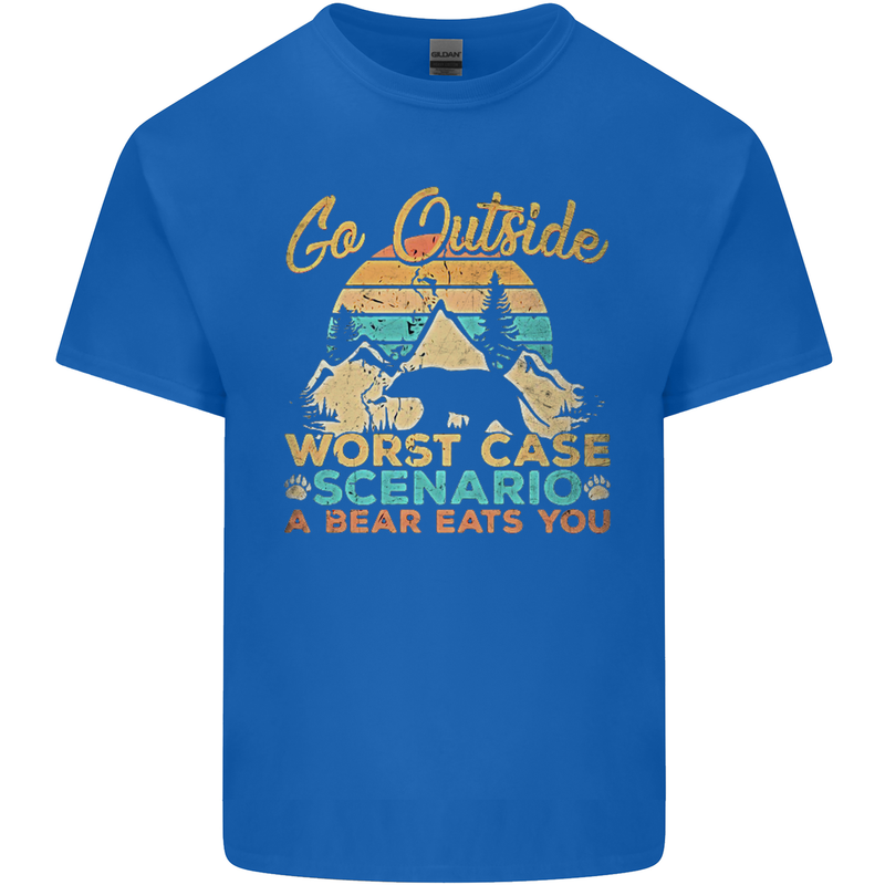 Go Outside Funny Camping Hiking Trekking Kids T-Shirt Childrens Royal Blue