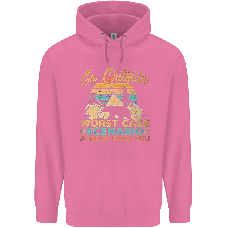 Go Outside Funny Camping Hiking Trekking Mens 80% Cotton Hoodie Azelea