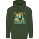 Go Outside Funny Camping Hiking Trekking Mens 80% Cotton Hoodie Forest Green