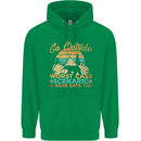 Go Outside Funny Camping Hiking Trekking Mens 80% Cotton Hoodie Irish Green