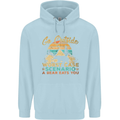 Go Outside Funny Camping Hiking Trekking Mens 80% Cotton Hoodie Light Blue