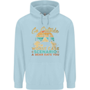 Go Outside Funny Camping Hiking Trekking Mens 80% Cotton Hoodie Light Blue
