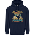 Go Outside Funny Camping Hiking Trekking Mens 80% Cotton Hoodie Navy Blue