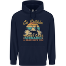 Go Outside Funny Camping Hiking Trekking Mens 80% Cotton Hoodie Navy Blue