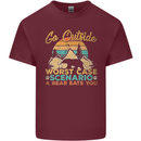 Go Outside Funny Camping Hiking Trekking Mens Cotton T-Shirt Tee Top Maroon