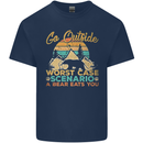 Go Outside Funny Camping Hiking Trekking Mens Cotton T-Shirt Tee Top Navy Blue