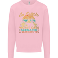 Go Outside Funny Camping Hiking Trekking Mens Sweatshirt Jumper Light Pink