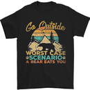 Go Outside Funny Camping Hiking Trekking Mens T-Shirt Cotton Gildan Black