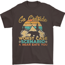 Go Outside Funny Camping Hiking Trekking Mens T-Shirt Cotton Gildan Dark Chocolate