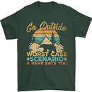 Go Outside Funny Camping Hiking Trekking Mens T-Shirt Cotton Gildan Forest Green