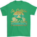 Go Outside Funny Camping Hiking Trekking Mens T-Shirt Cotton Gildan Irish Green