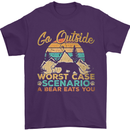 Go Outside Funny Camping Hiking Trekking Mens T-Shirt Cotton Gildan Purple