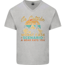 Go Outside Funny Camping Hiking Trekking Mens V-Neck Cotton T-Shirt Sports Grey