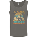 Go Outside Funny Camping Hiking Trekking Mens Vest Tank Top Charcoal