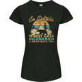 Go Outside Funny Camping Hiking Trekking Womens Petite Cut T-Shirt Black